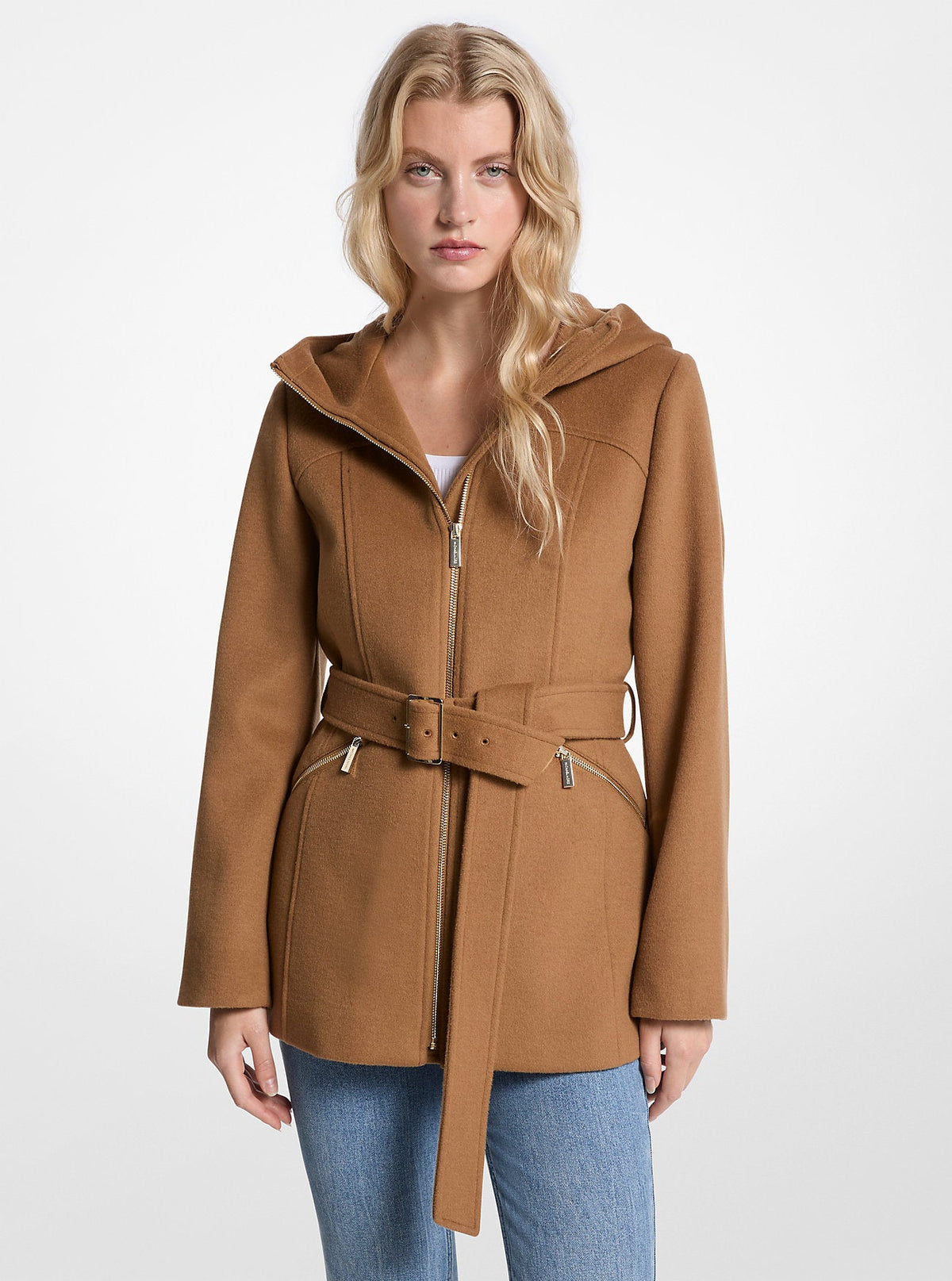 Wool Blend Hooded Coat