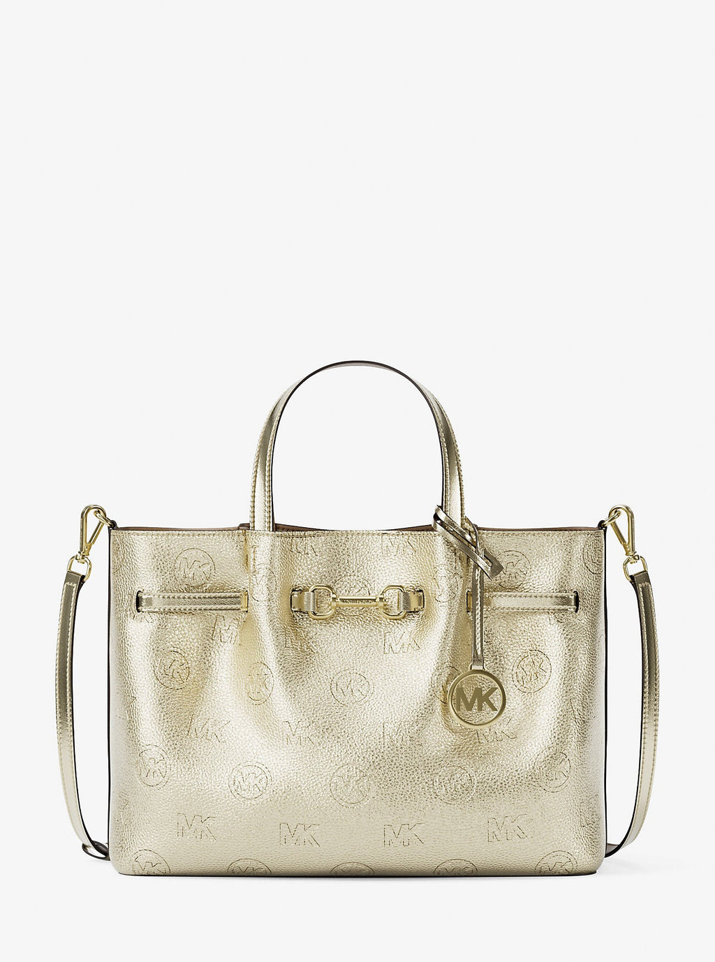 Carson Medium Metallic Logo Debossed Satchel
