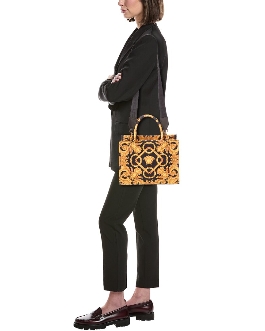 Versace Printed Canvas & Leather Tote