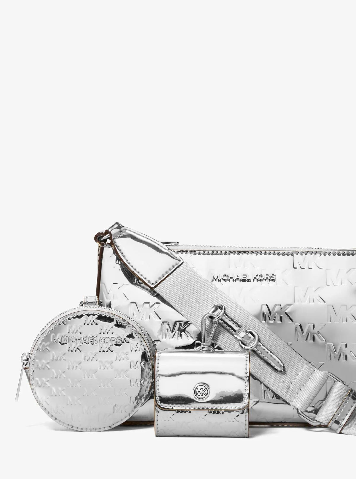 Jet Set Small Patent Logo Debossed Crossbody Bag with Case for Apple Airpods Pro