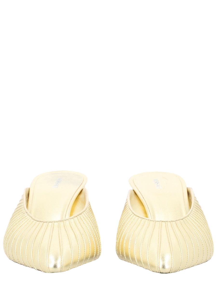 Gold Metallic Pleated Leather Sandals