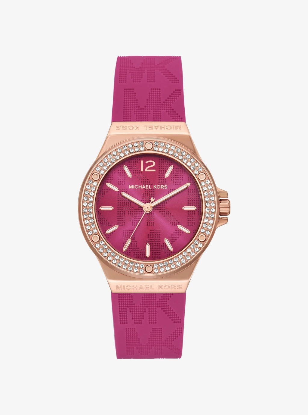 Lennox Pavé Rose Gold-Tone and Logo Silicone Strap Watch