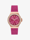 Lennox Pavé Rose Gold-Tone and Logo Silicone Strap Watch