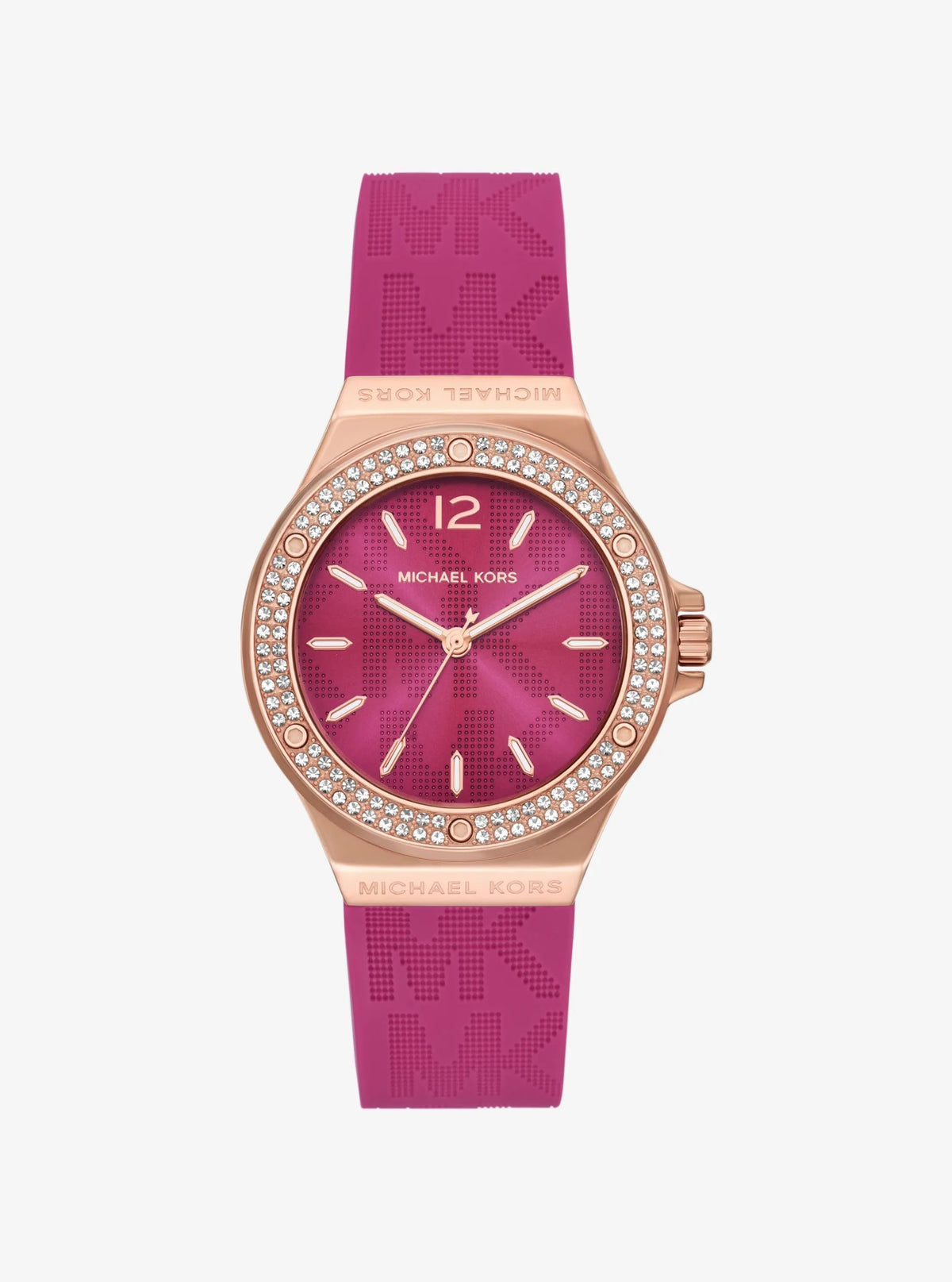 Lennox Pavé Rose Gold-Tone and Logo Silicone Strap Watch