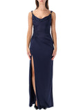 Draped Medusa Detail Viscose Evening Dress