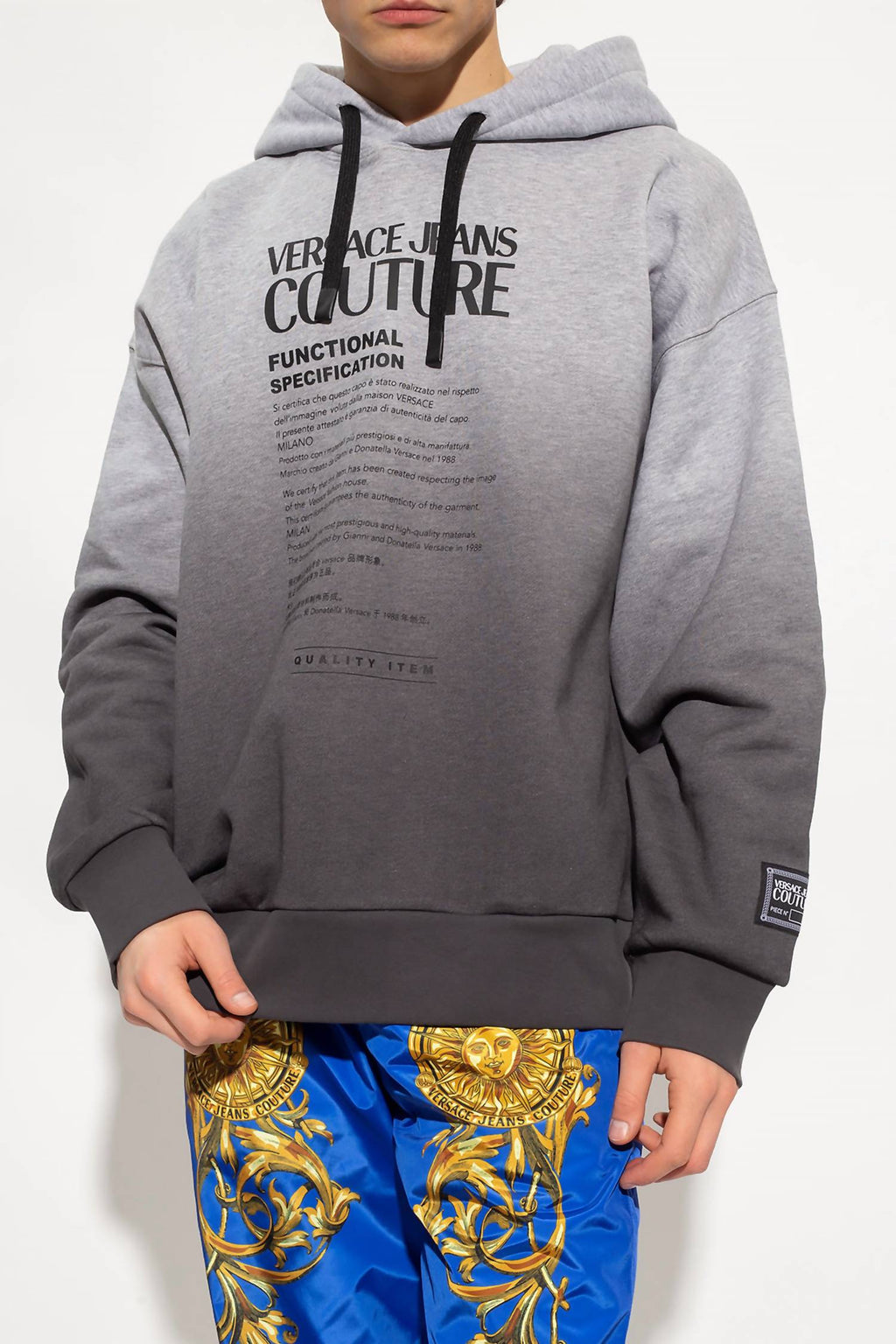 Men Logo Hooded Pullover Sweatshirt In Ombre Grey