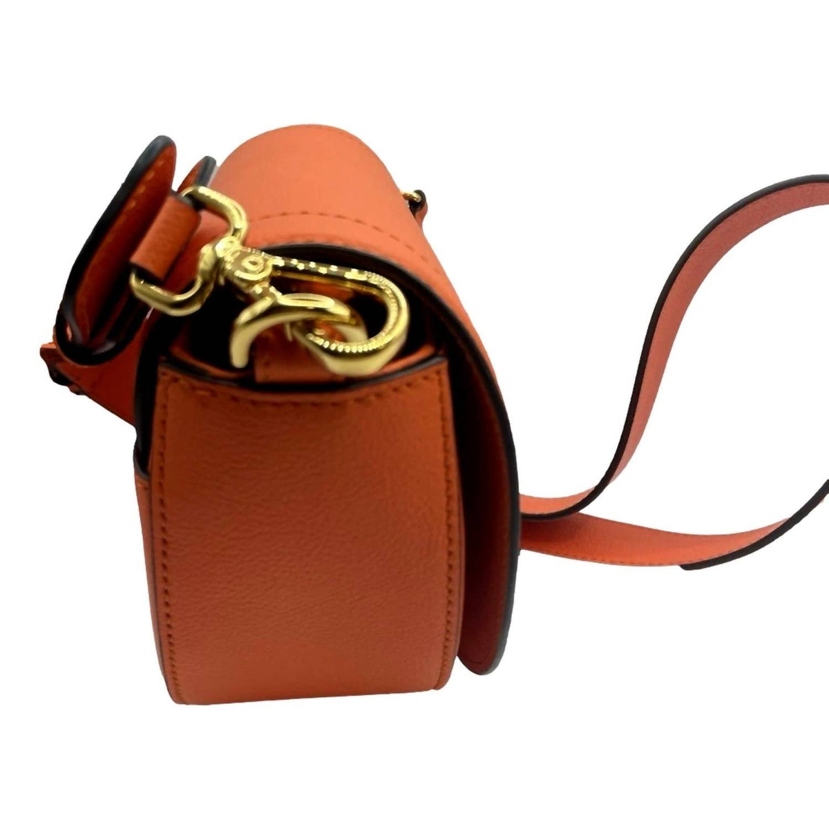 Women's Half-Moon La Medusa Vitello Leather Crossbody Handbag In Pumpkin Orange