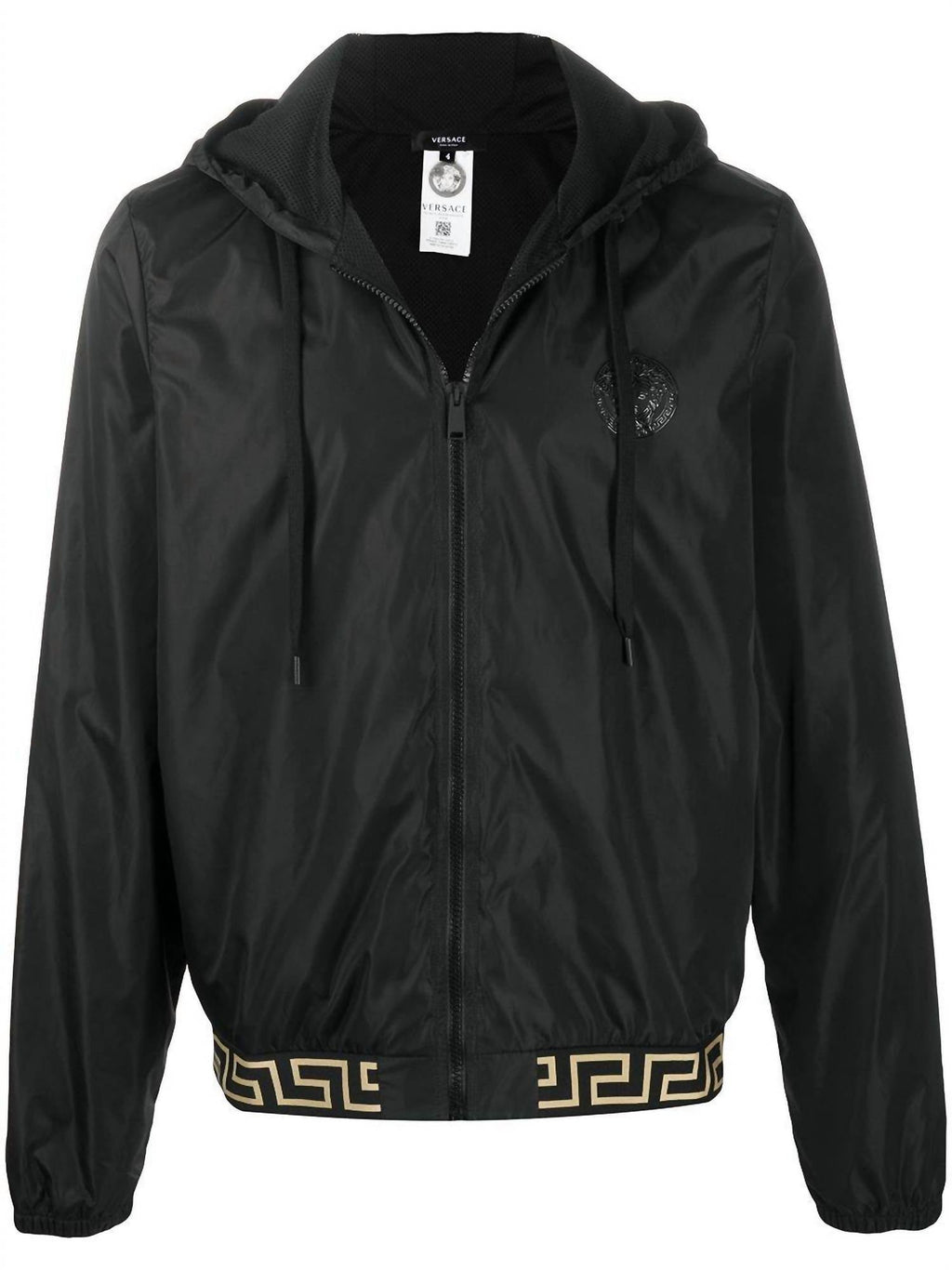 Men's Print Nylon Zip Up Jacket In Black