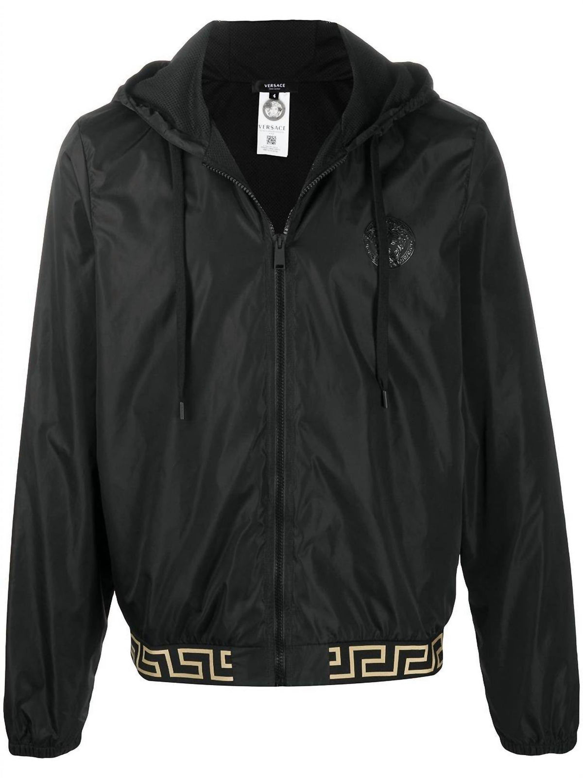 Men's Print Nylon Zip Up Jacket In Black