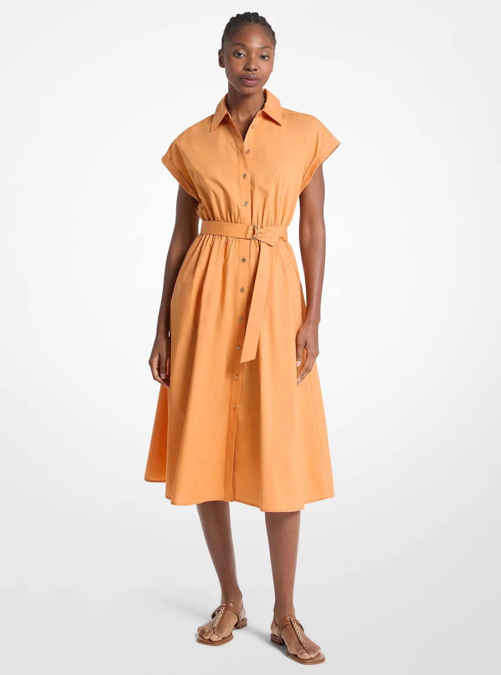 Cotton Poplin Midi Dress