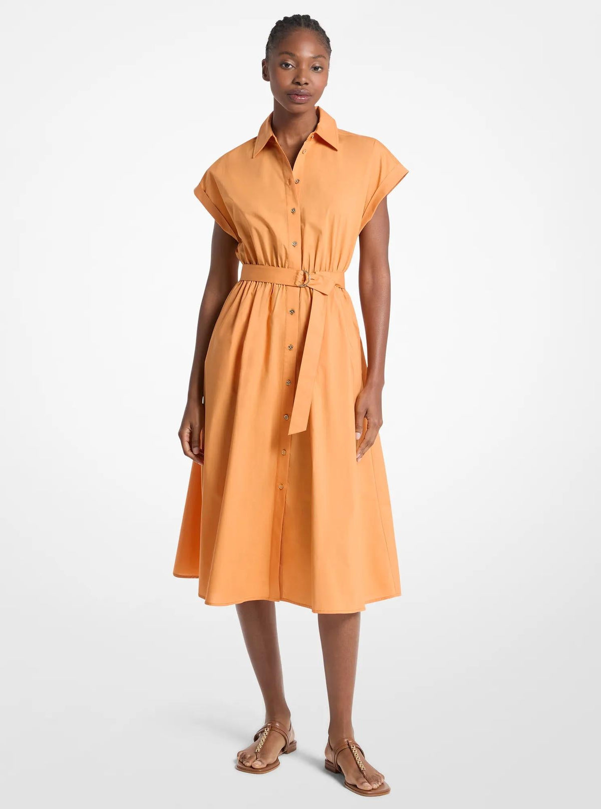 Cotton Poplin Midi Dress