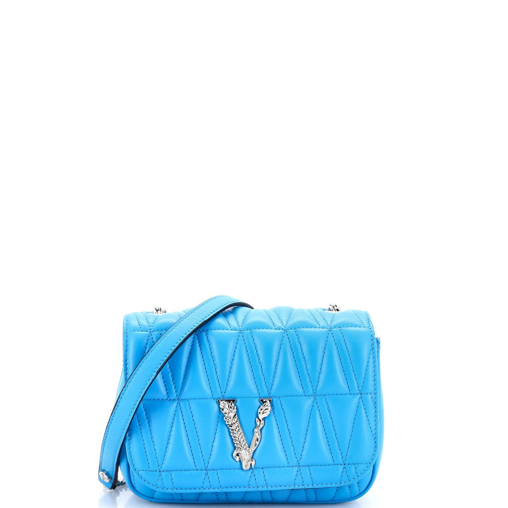 Virtus Chain Flap Shoulder Bag Quilted Leather Mini