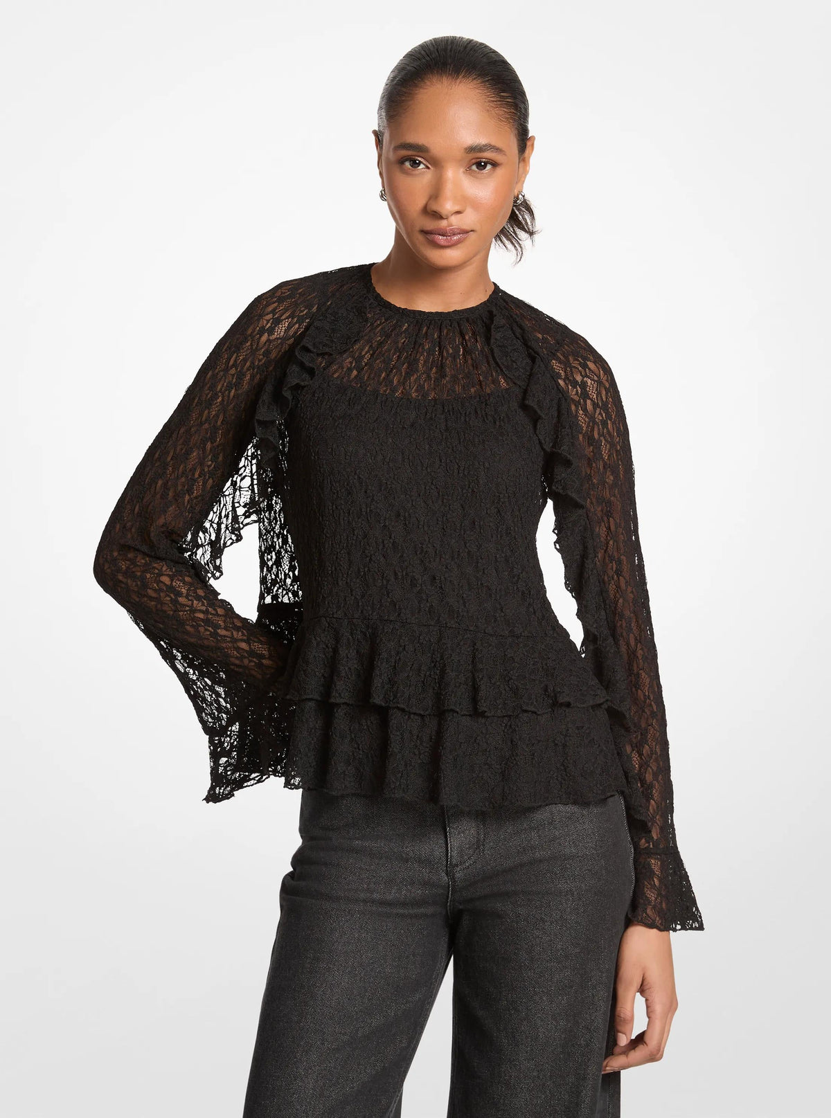 Ruffled Floral Lace Top