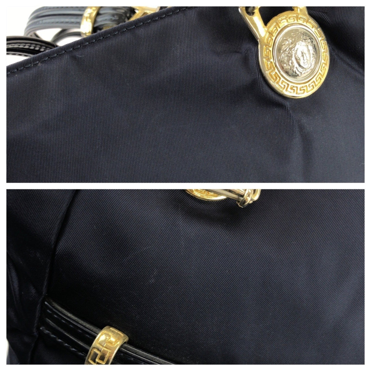 Versace Nylon Patent Leather Shoulder Bag (Pre-Owned)