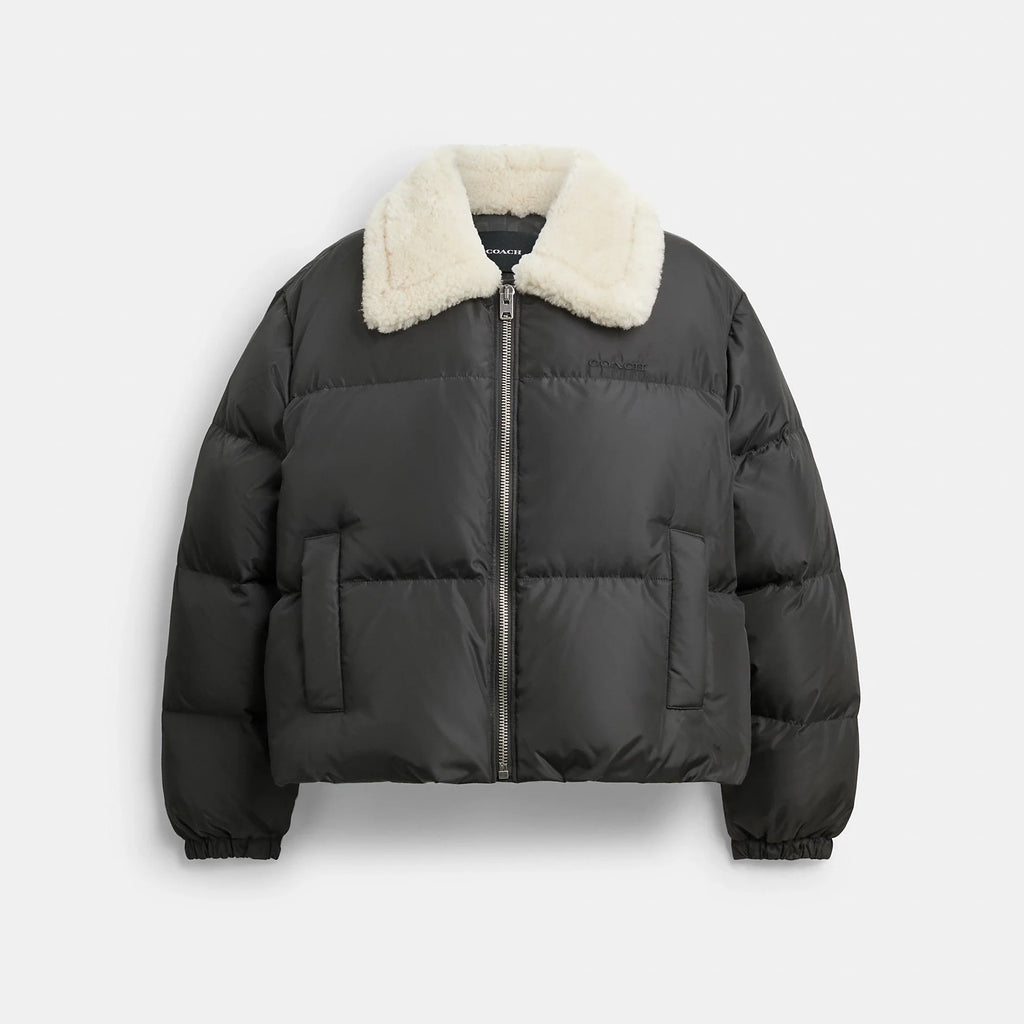 Coach Outlet Puffer With Shearling Collar