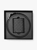 Signature Logo Tri-Fold Card Case and Belt Gift Set
