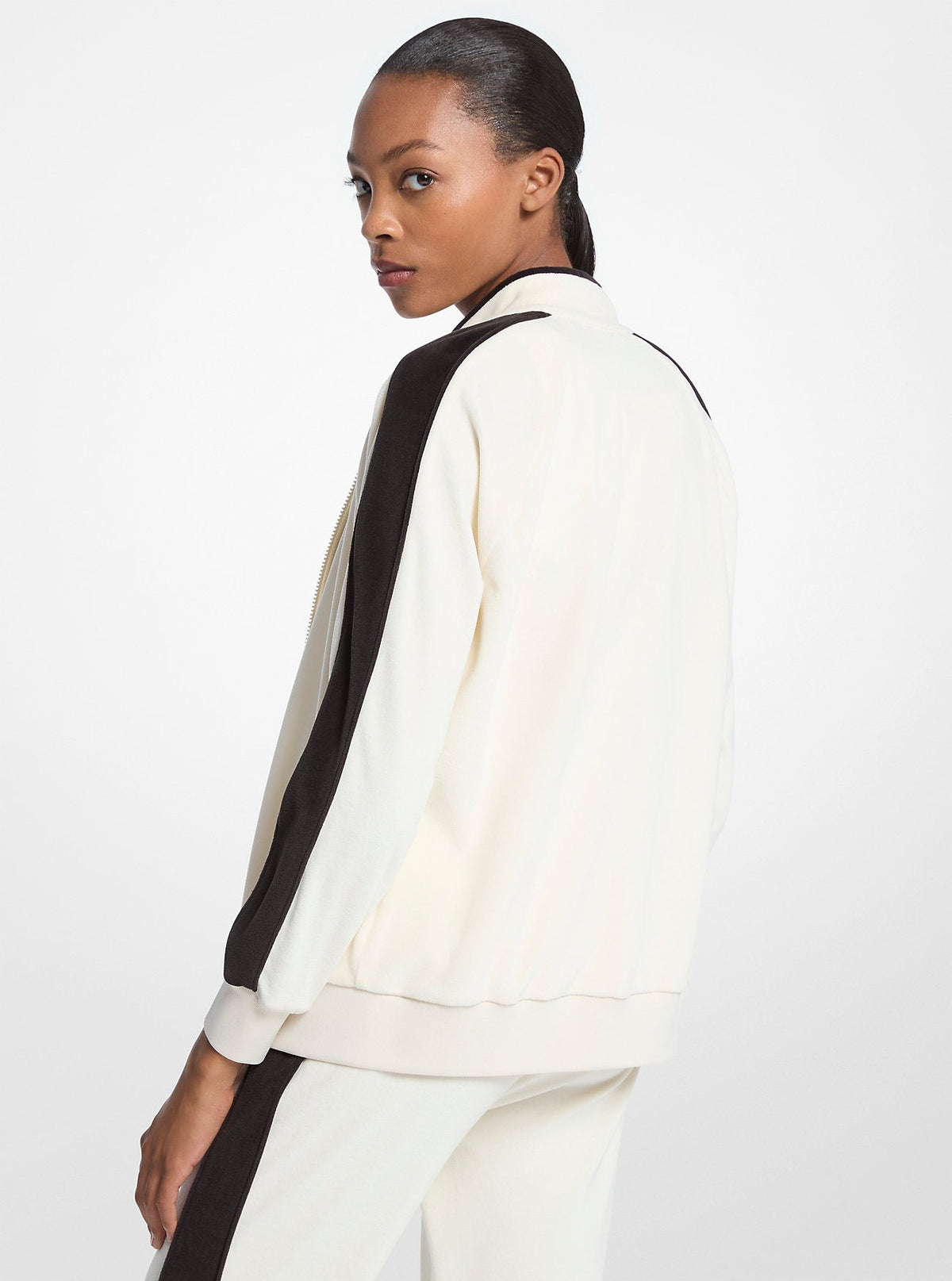 Striped Velour Zip-Up Jacket
