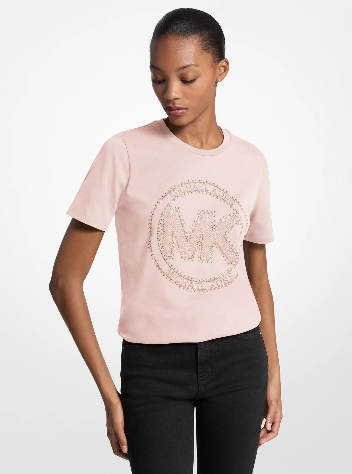 Studded Logo Charm Organic Cotton Jersey T-Shirt