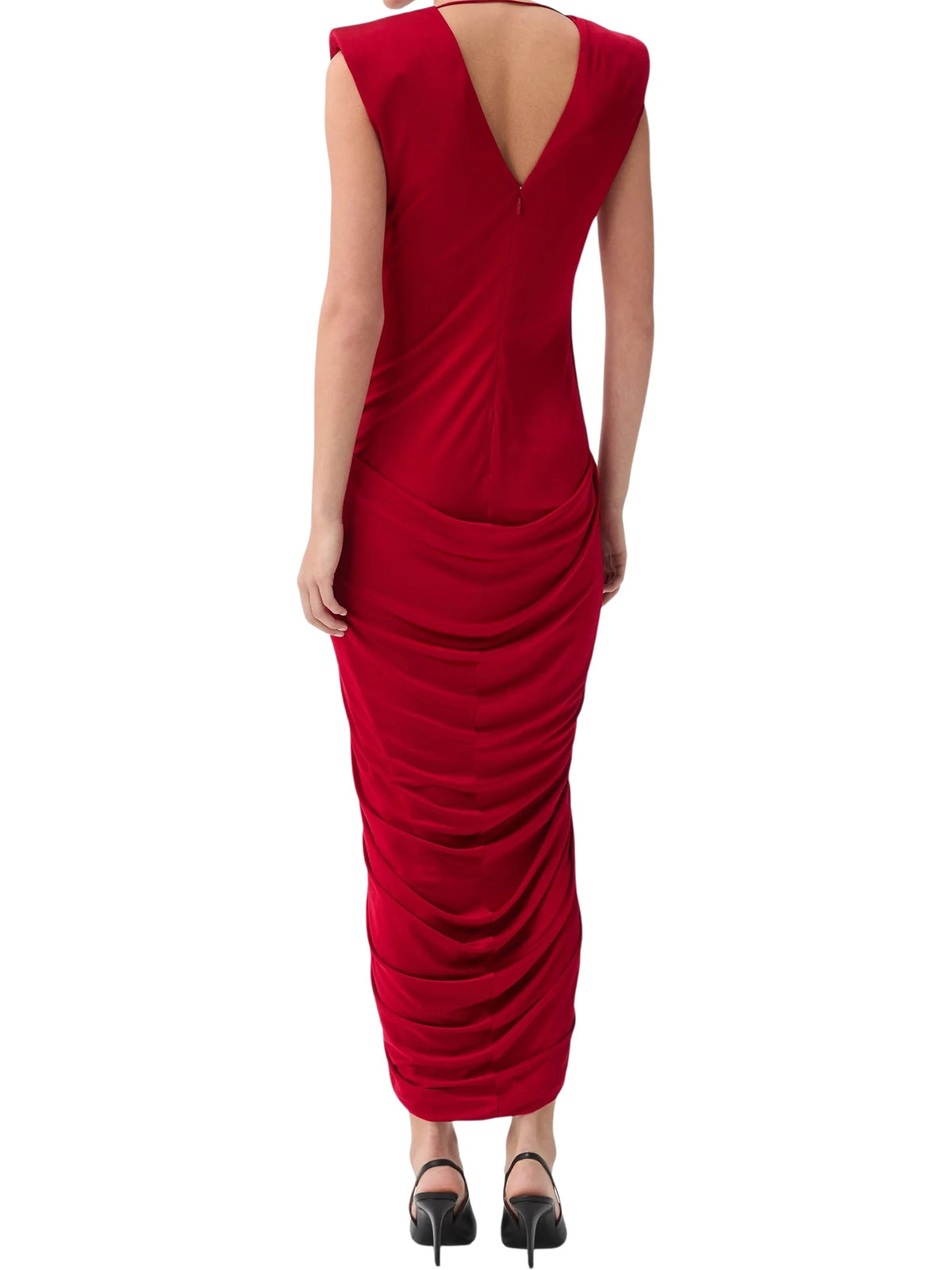 Viscose-Jersey Deep V-Neck Midi Gown