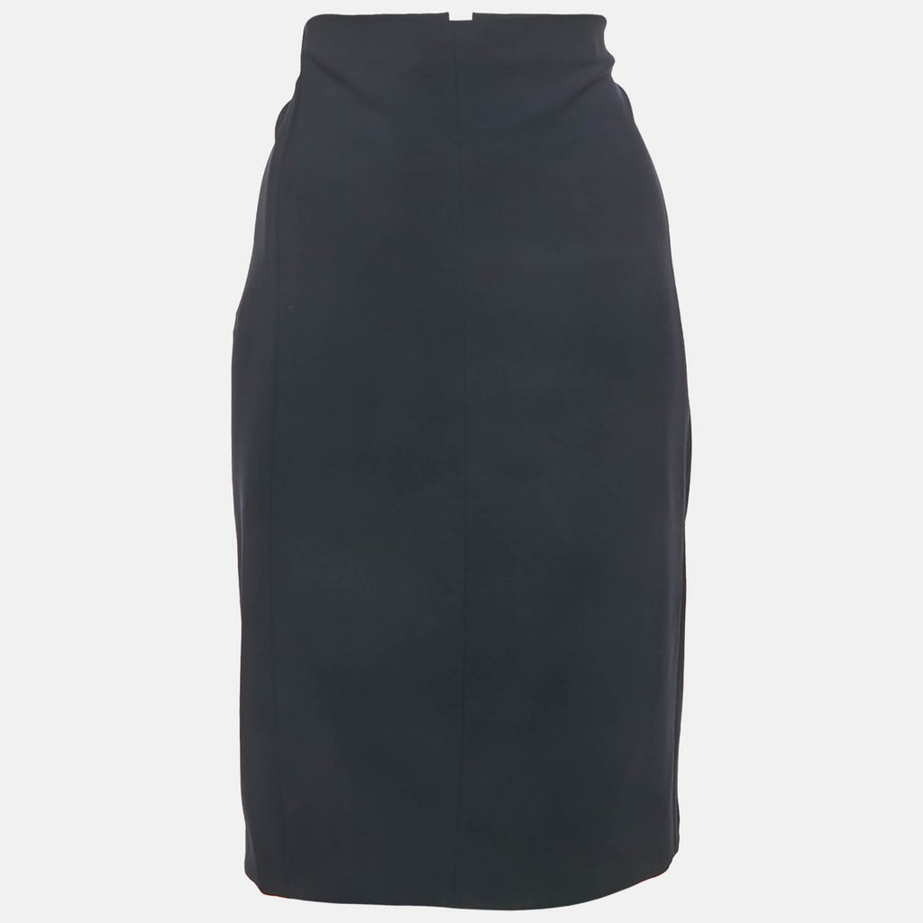 Versace Navy Blue Knit Knee Length Skirt