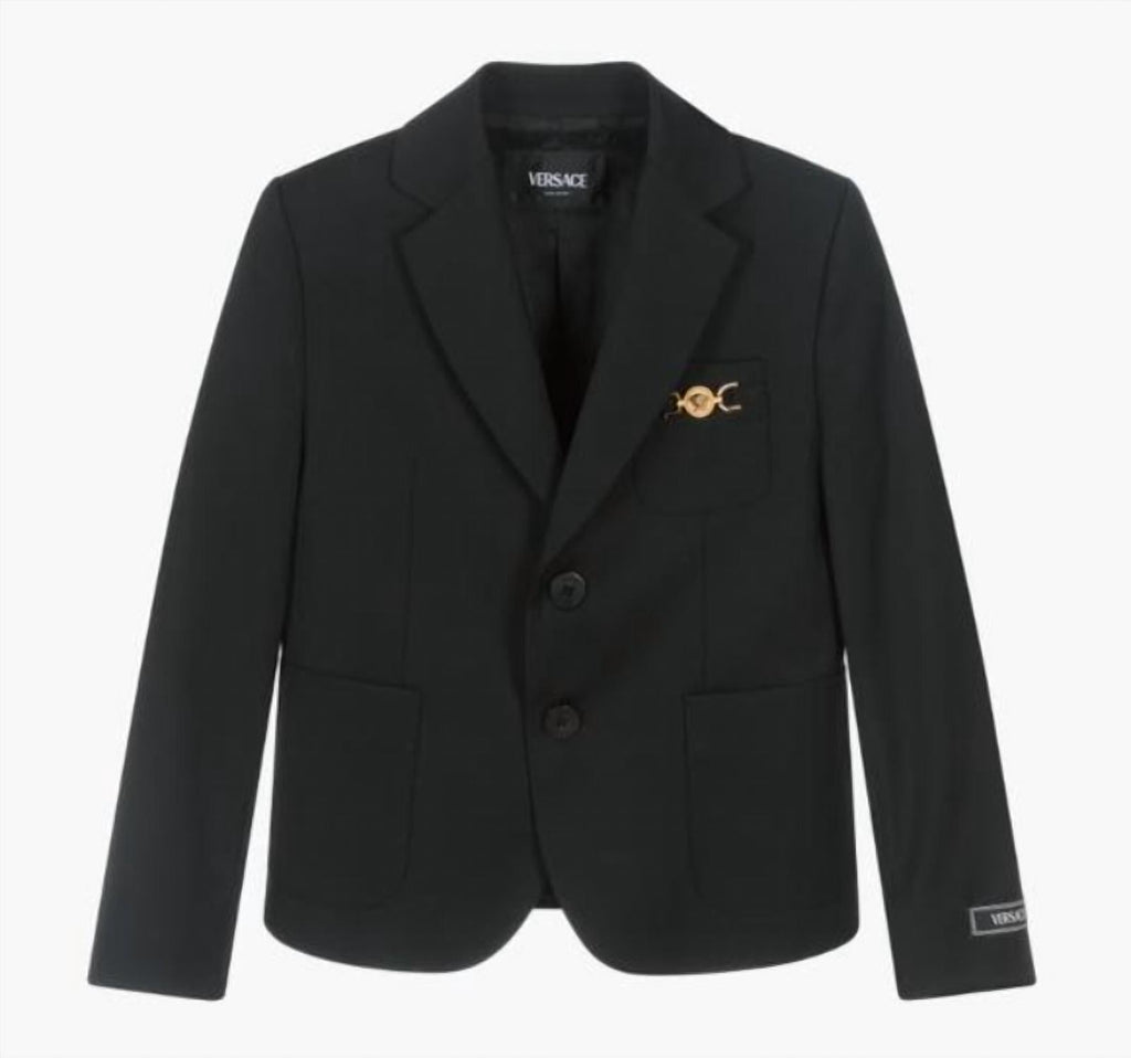 Boys' Wool Heritage Blazer In Black/gold Metal