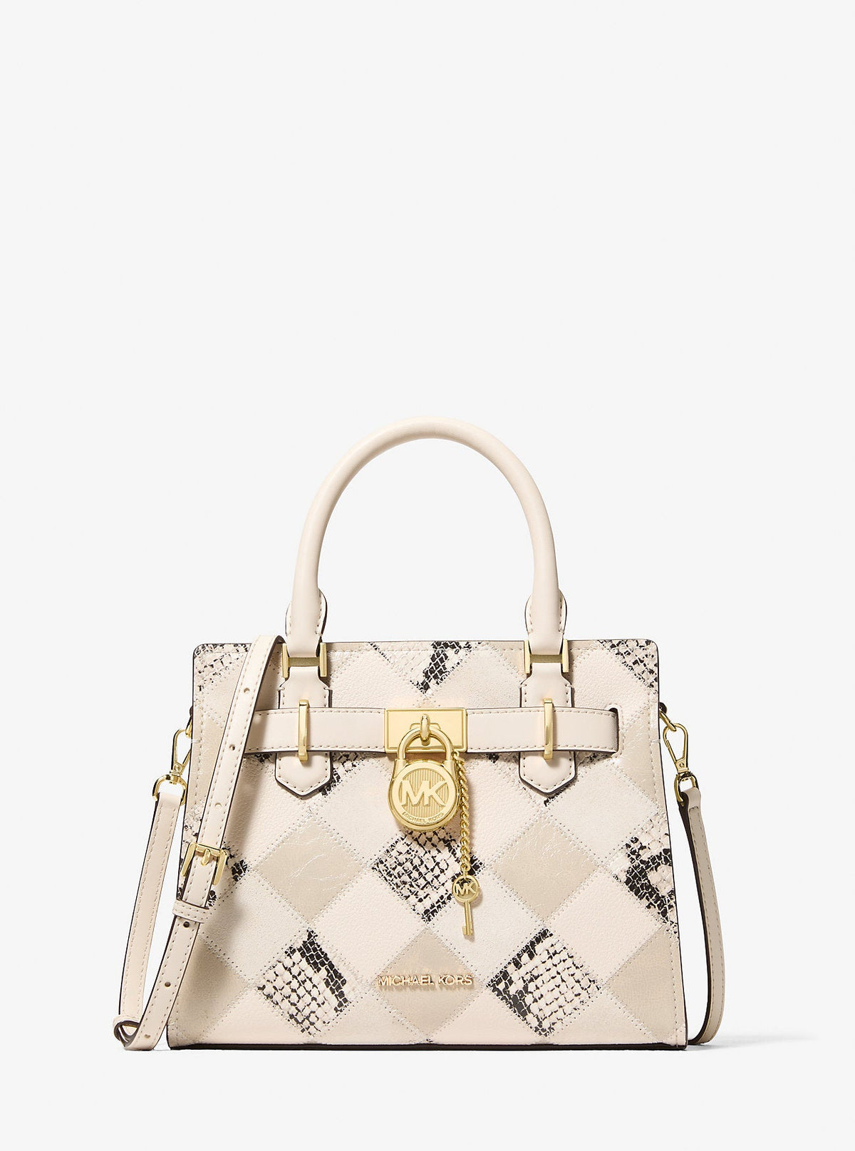 Hamilton Small Patchwork and Snake Embossed Satchel