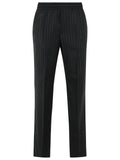 Black Jacquard Greek Pattern Wool Straight-Leg Pants