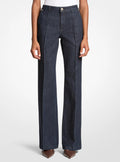 Pintuck Bootcut Stretch Denim Jeans