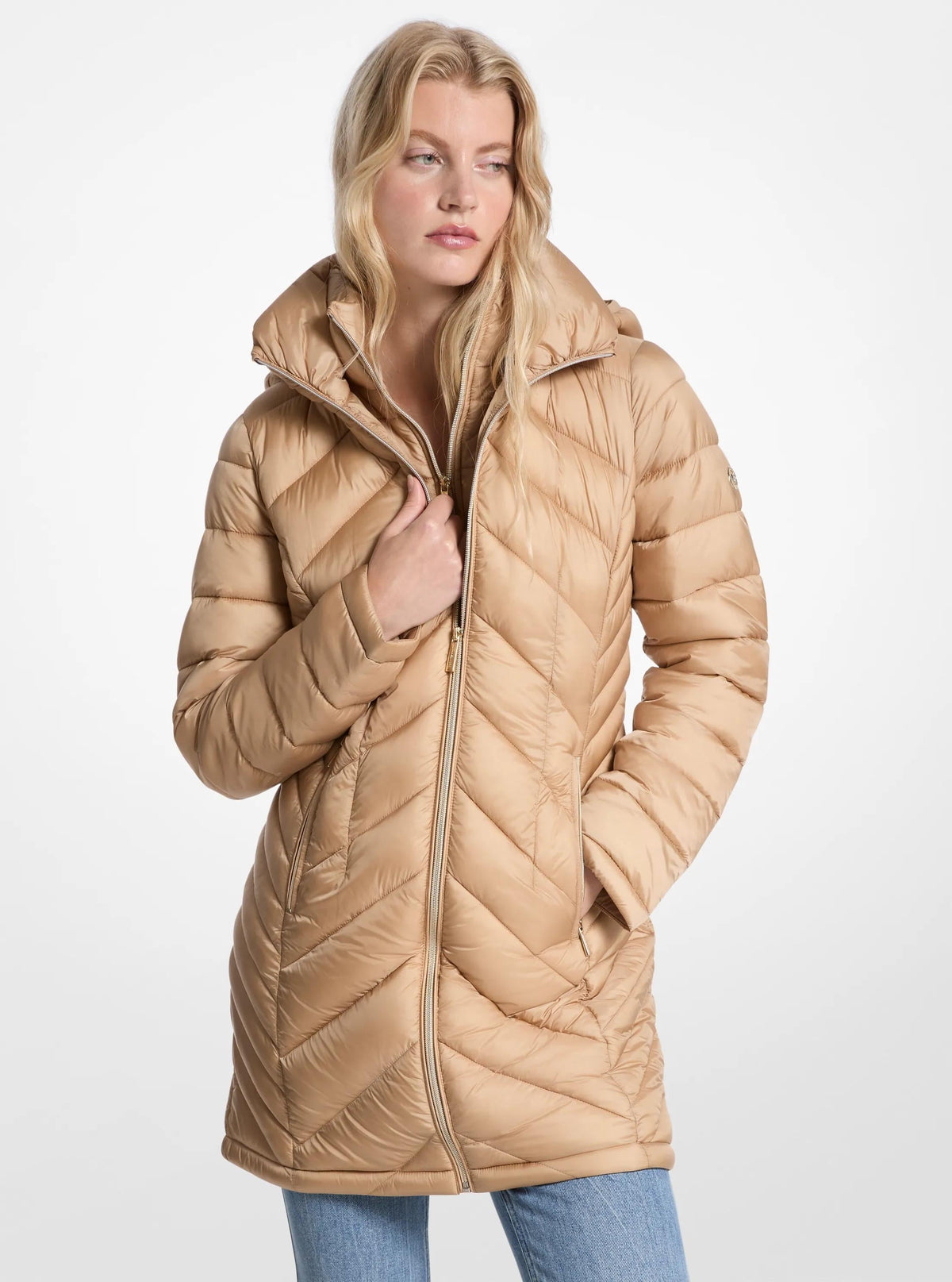 Packable Quilted Nylon Puffer Coat