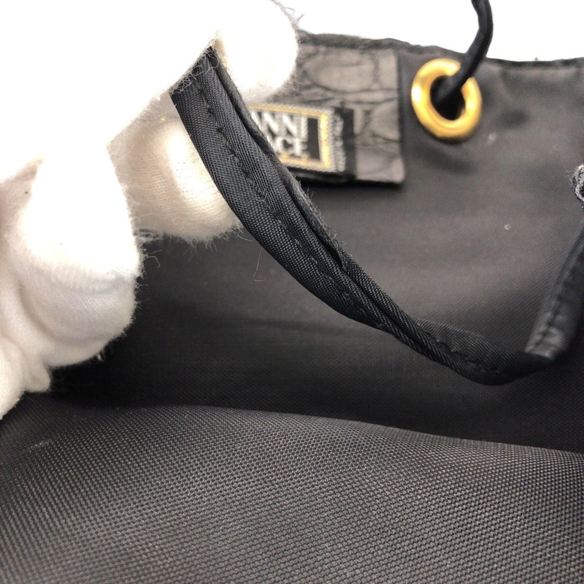 Versace Nylon Leather Backpack (Pre-Owned)