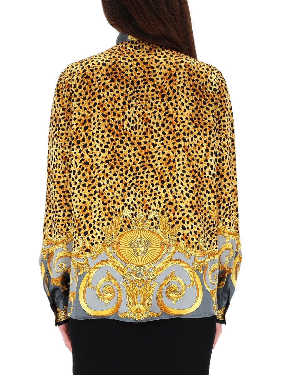 Grey Silk Baroque Blouse