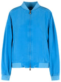 Blouson With Zip In Light Blue Silk Poplin