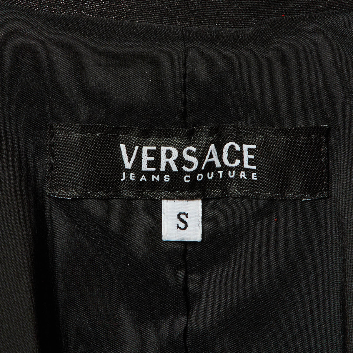 Versace Black Patterned Cotton Trench Coat