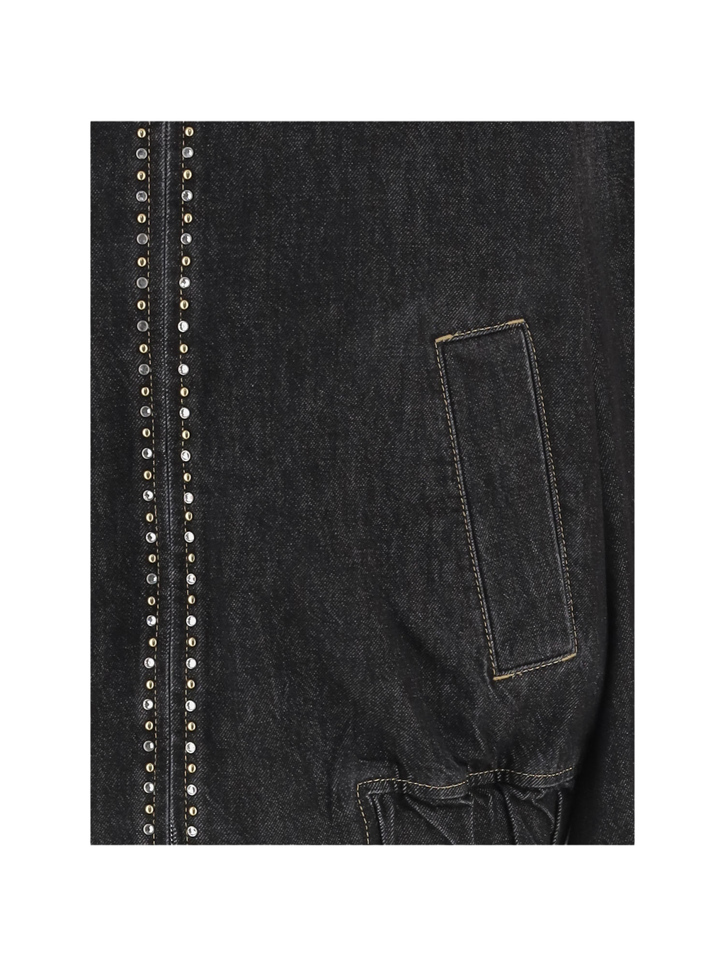 Studded Black Cotton Jacket with Zip Closure
