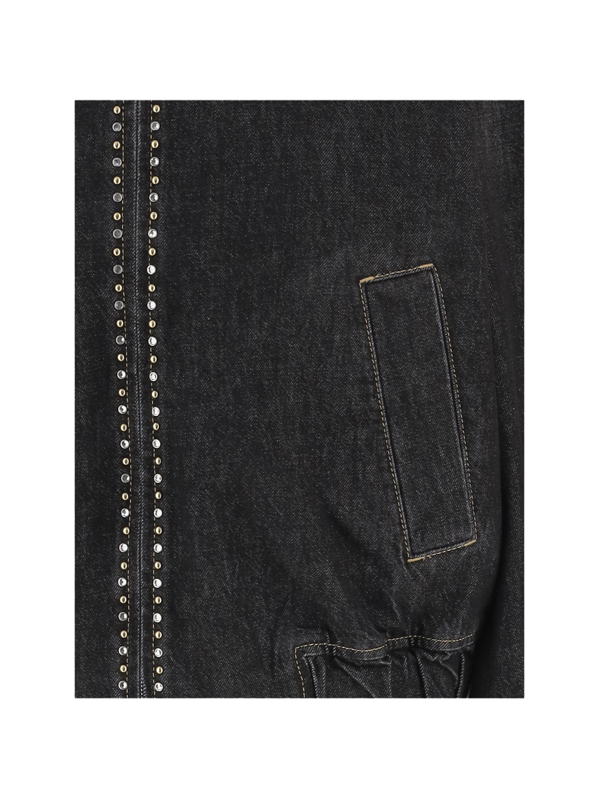 Studded Black Cotton Jacket with Zip Closure
