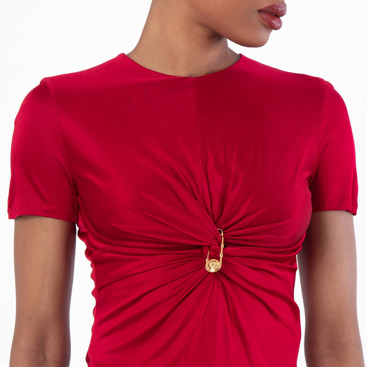Versace Safety Pin Gathered Viscose Top