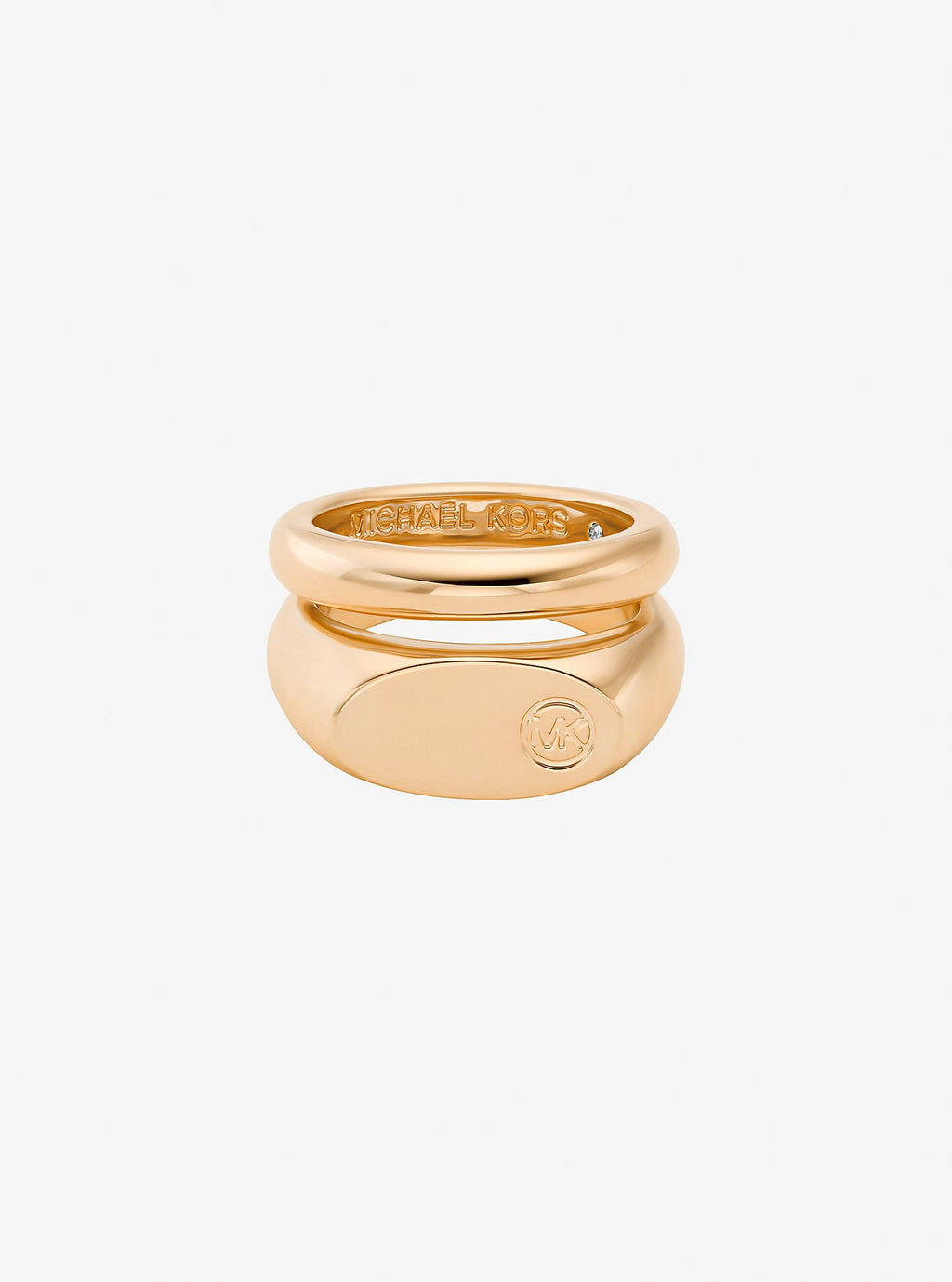Logo Engraved Double Layered Signet Ring