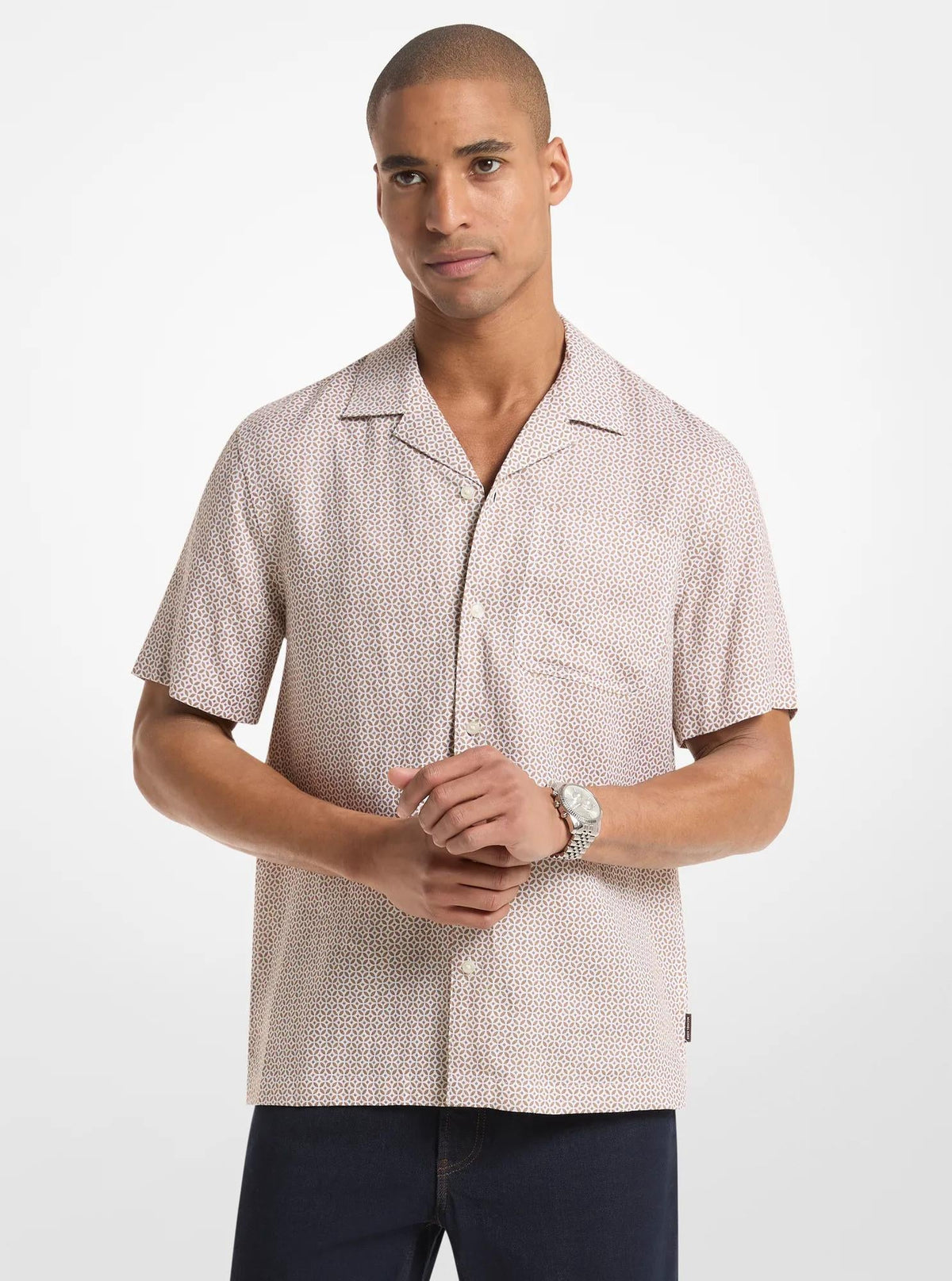 Tile Print Linen Shirt