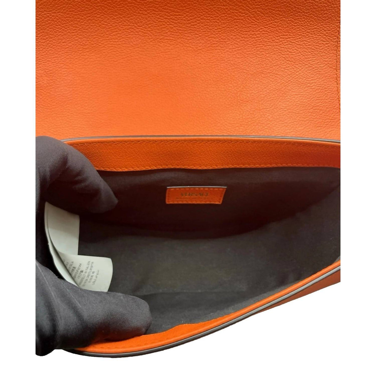 Women's Half-Moon La Medusa Vitello Leather Crossbody Handbag In Pumpkin Orange