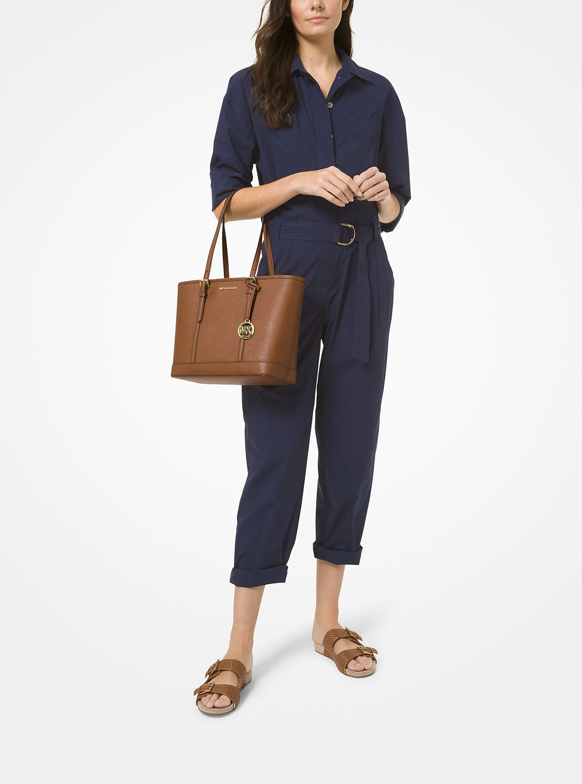 Jet Set Travel Small Saffiano Leather Top-Zip Tote Bag
