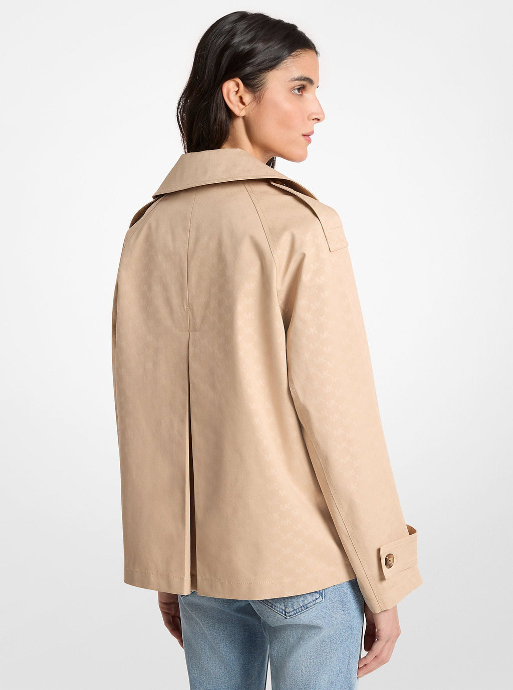 Logo Print Woven Cropped Trench Coat