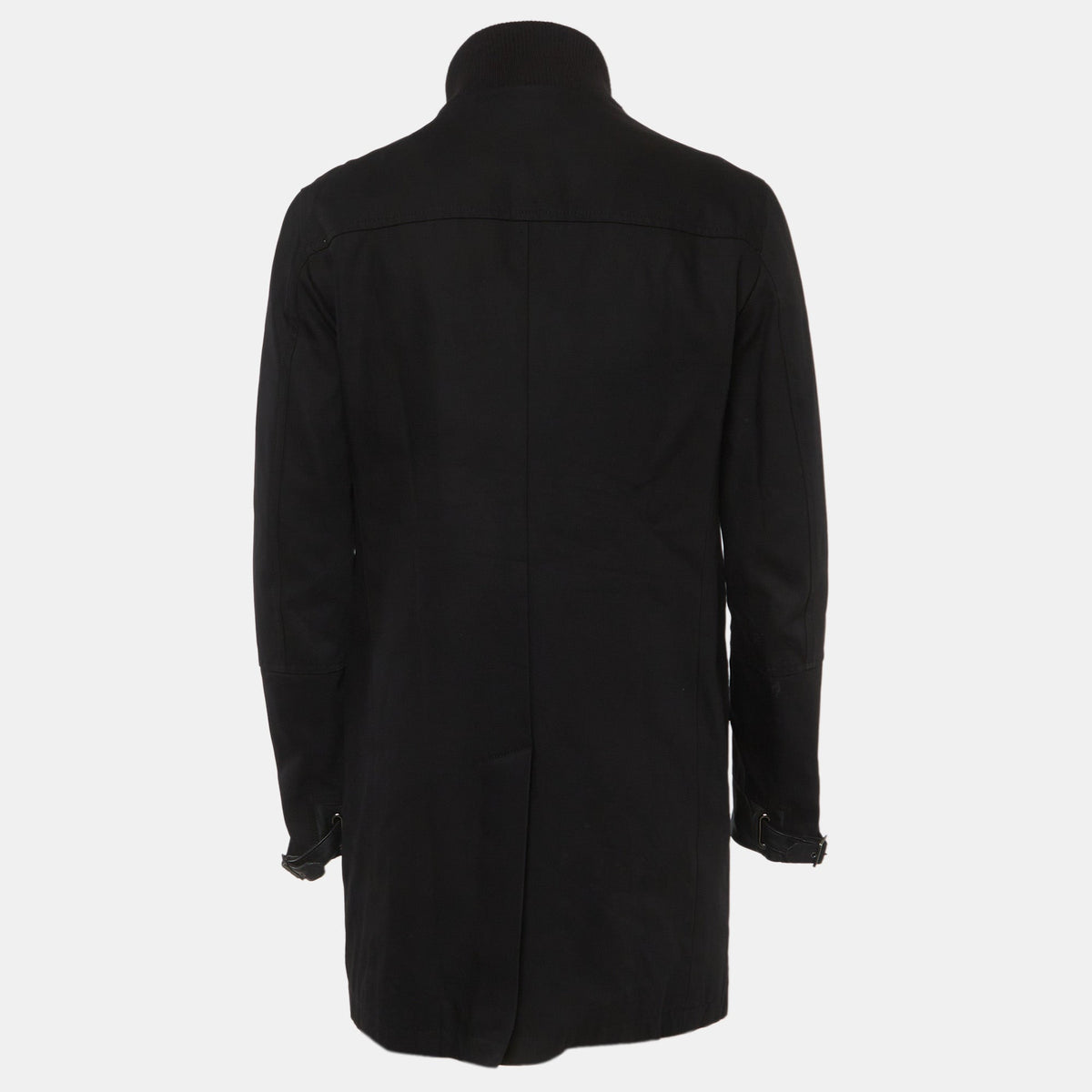 Versace Collection Black Cotton Leather Trim Field Jacket