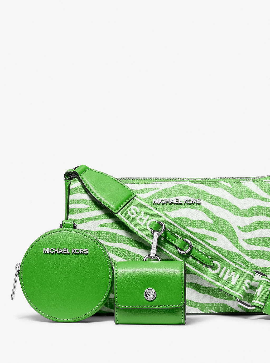 Jet Set Leather Medium Animal Print Logo Crossbody Bag with Case for Apple Airpods Pro