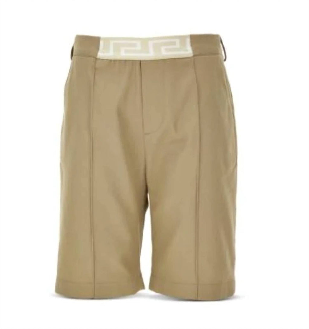 Boys' Greca Cotton Twill Shorts In Tan