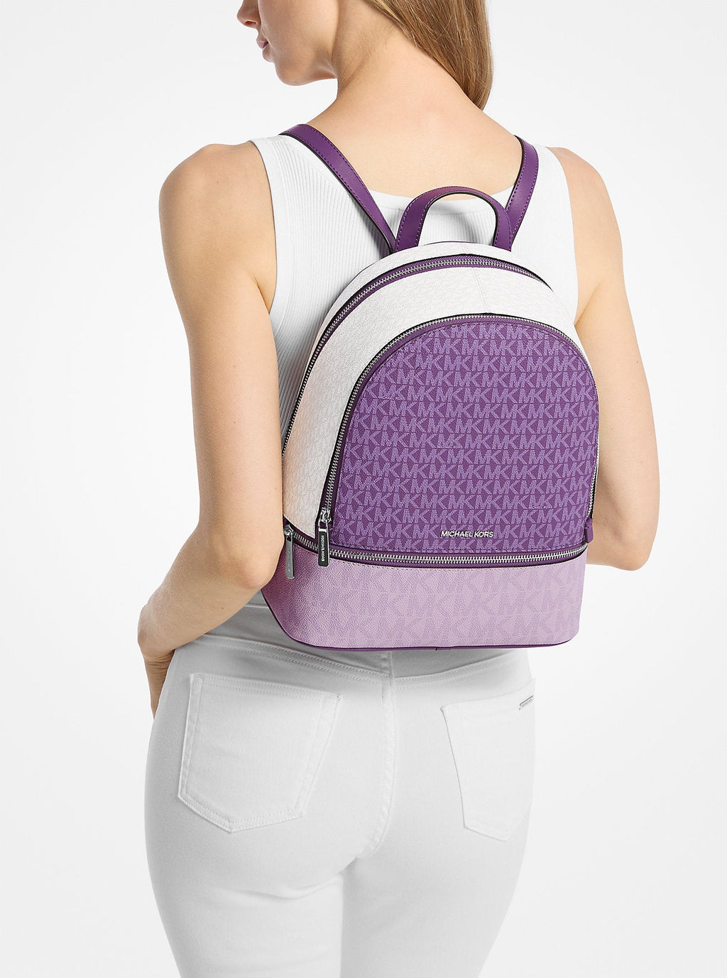 Rhea Medium Color-Block Signature Logo Backpack