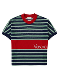 Multicolour Striped Cropped Cotton T-Shirt