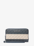 Jet Set Travel Large Striped Signature Logo Smartphone Wallet
