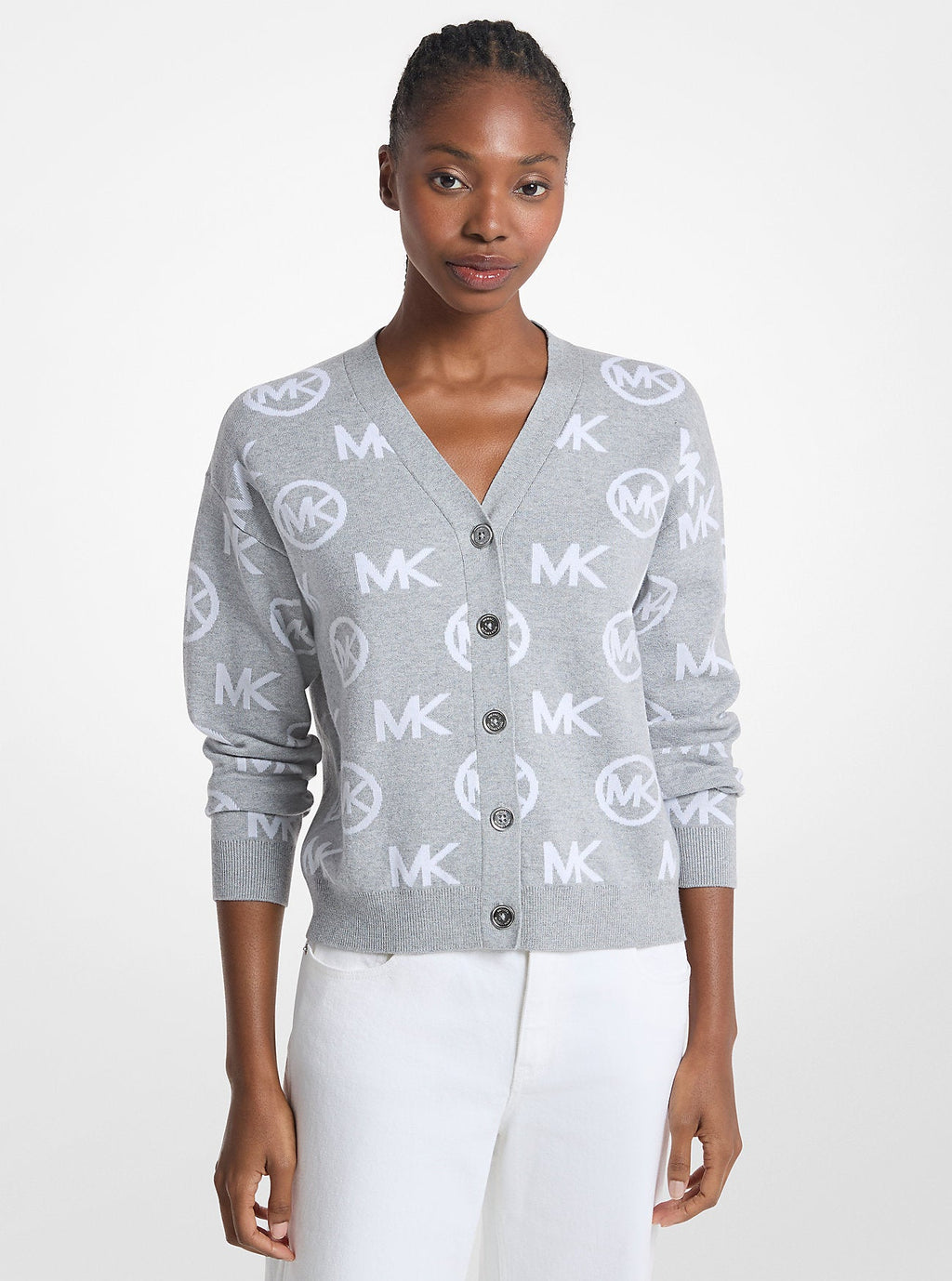 Logo Jacquard Cotton Blend Cardigan