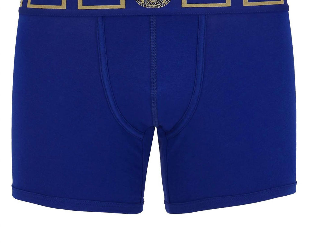 Men's Long Trunk With Greca Border In Blue