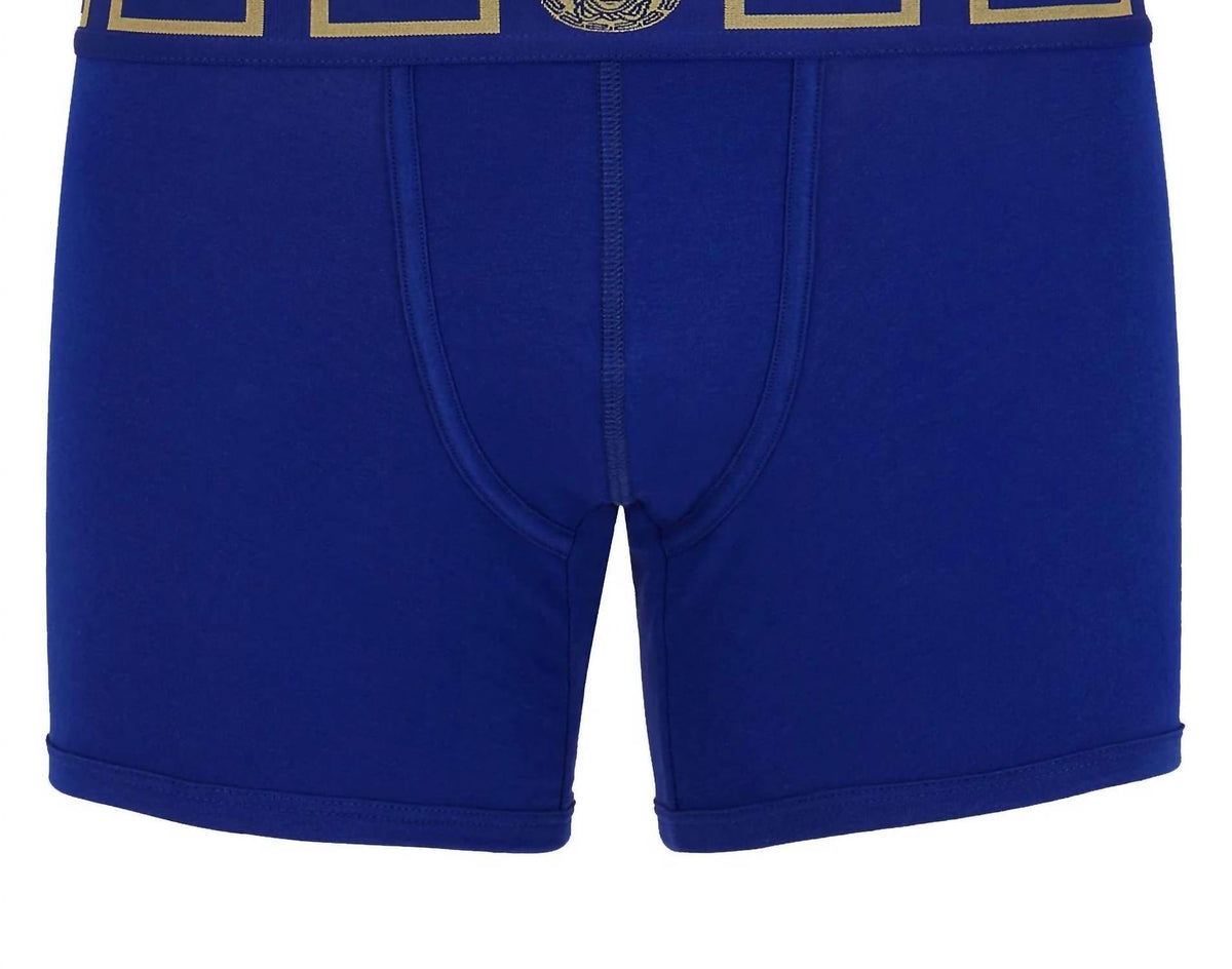Men's Long Trunk With Greca Border In Blue